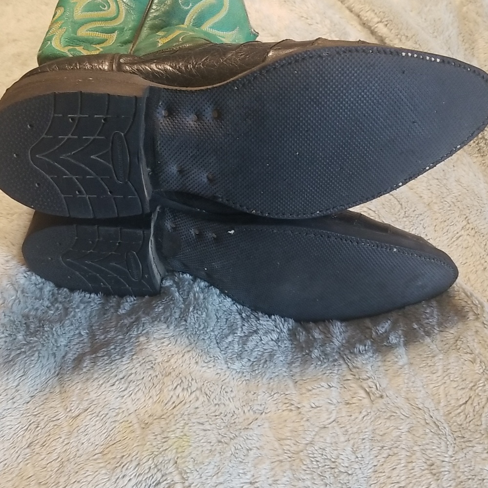 RANCHO Men's Cowboy Boots Sz 28.5(9.5 US). Made In Mex. Turquoise & Black EUC - Picture 3 of 7